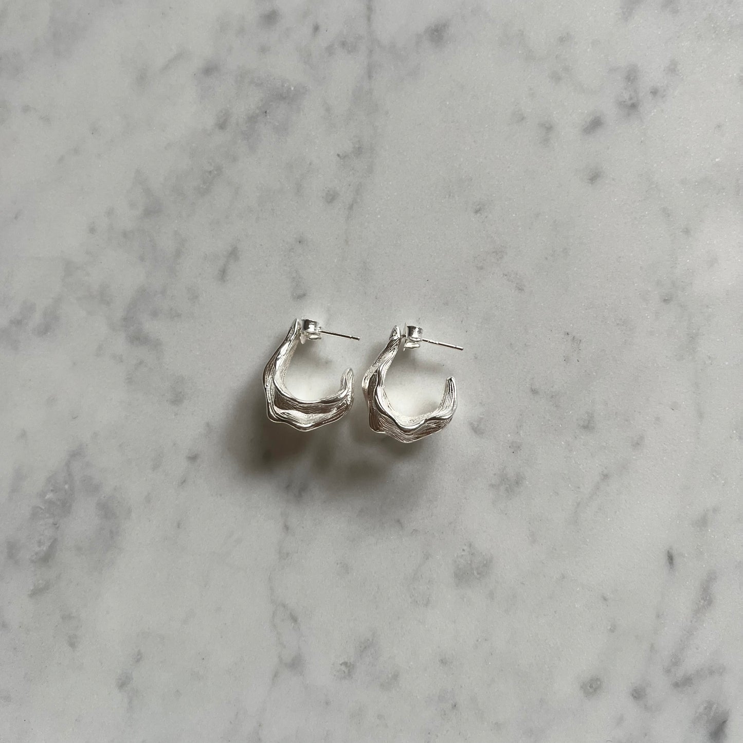 Chunky Curved Earrings - Silver